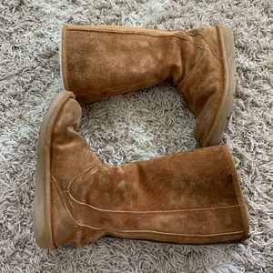 Ugg brown leather tall boots zipper women’s 6